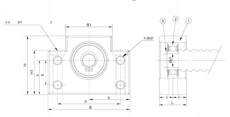 Blok łożyskujący BF20 C7 strona podtrzymująca CNC śruba kulowa Model BF-20