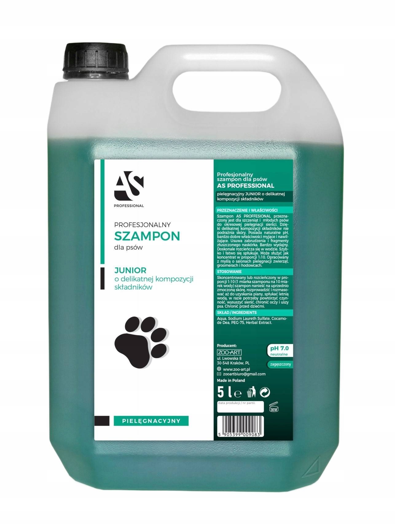 Šampon pro štěňata Jemný pečující As Professional Junior 5000 ml