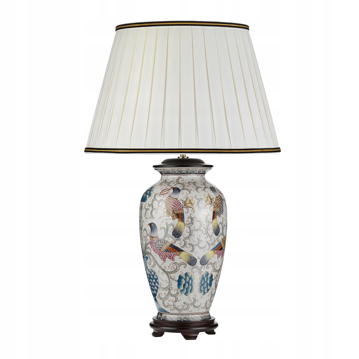 Keramická stolová lampa biela s vtáky 72 cm s tienidlom Designer's Lightbox