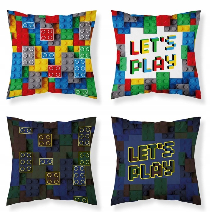 POSZEWKA NA PODUSZKĘ 40x40 BAWEŁNIANA FLUO KLOCKI JASIEK