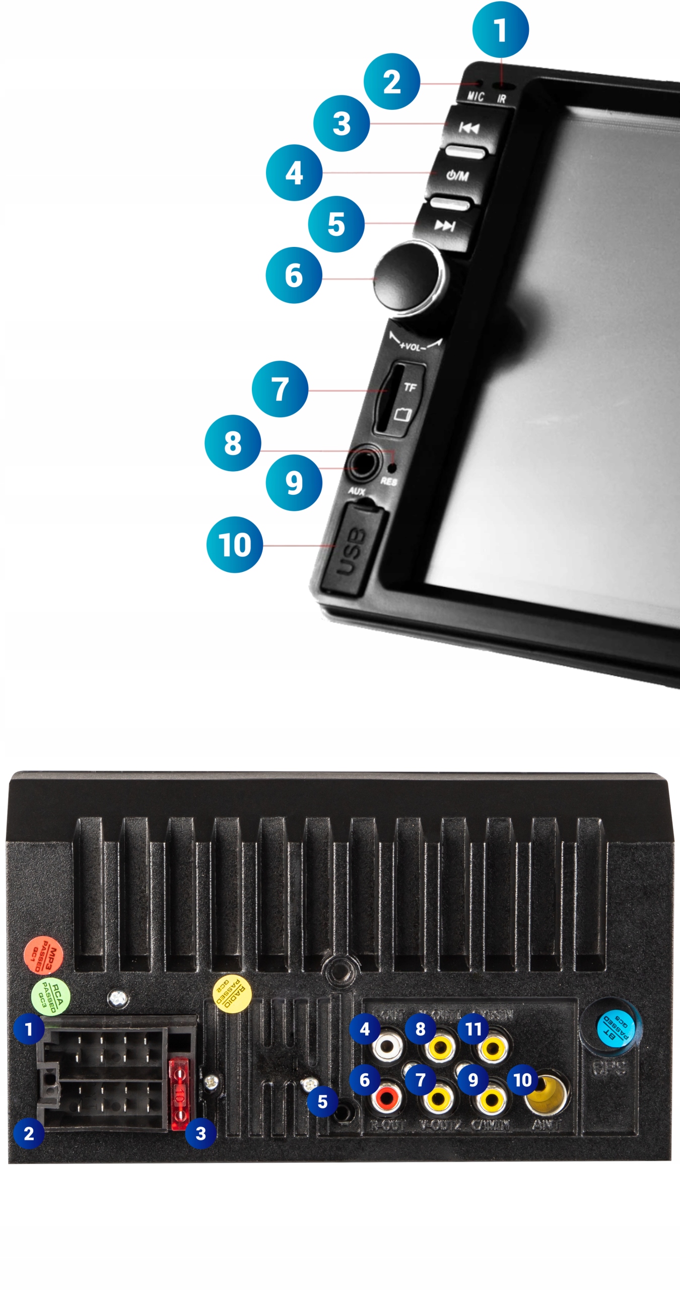 RADIO SAMOCHODOWE BLUETOOTH 2 DIN 7" RDS USB MICRO SD 4x50W KAMERA COFANIA Model BC9000