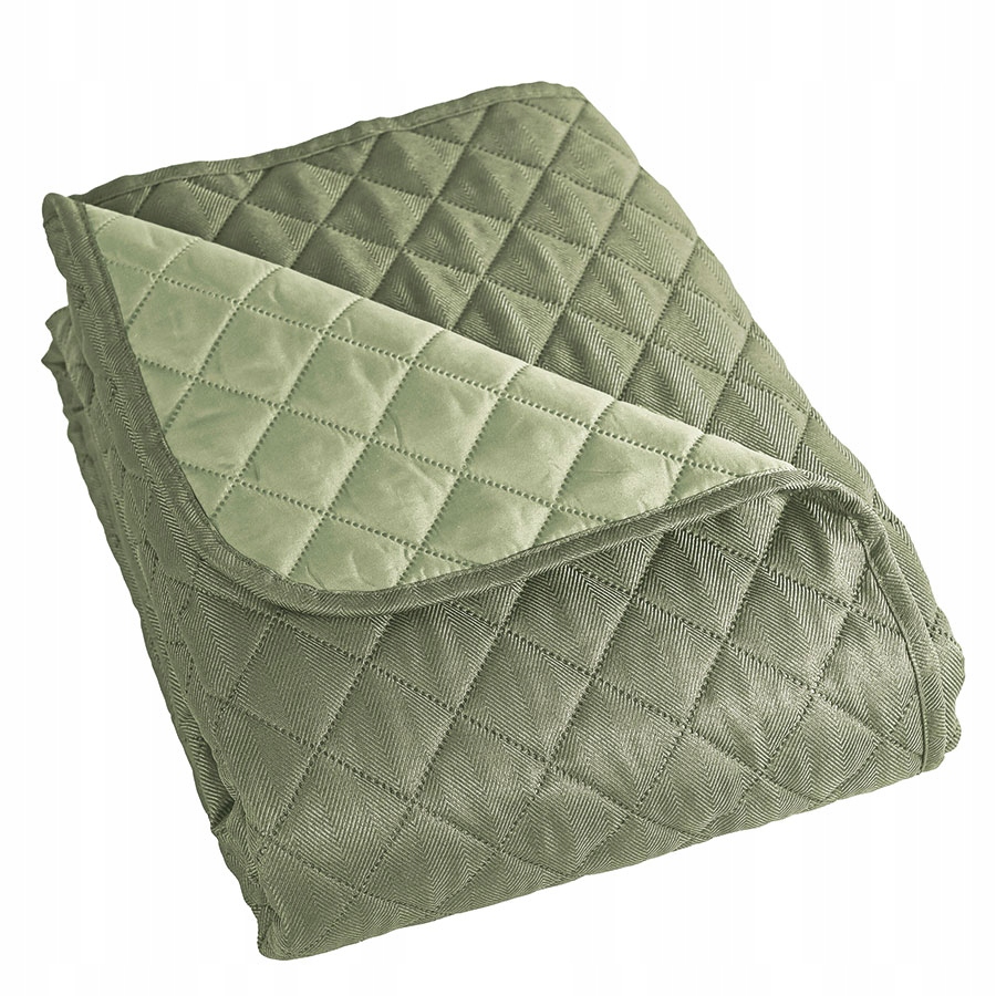 Dekorativní přehoz na postel Jodełka 220x240 cm Šedozelený