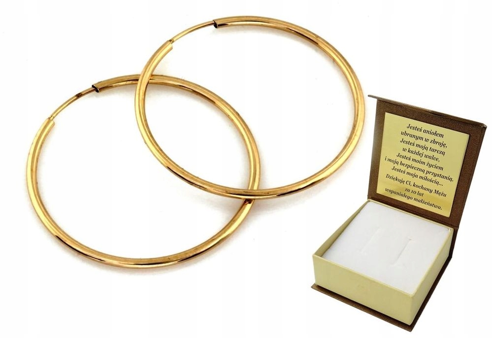Kolczyki Złote 585 Kółka Koła 3,0 CM Grawer