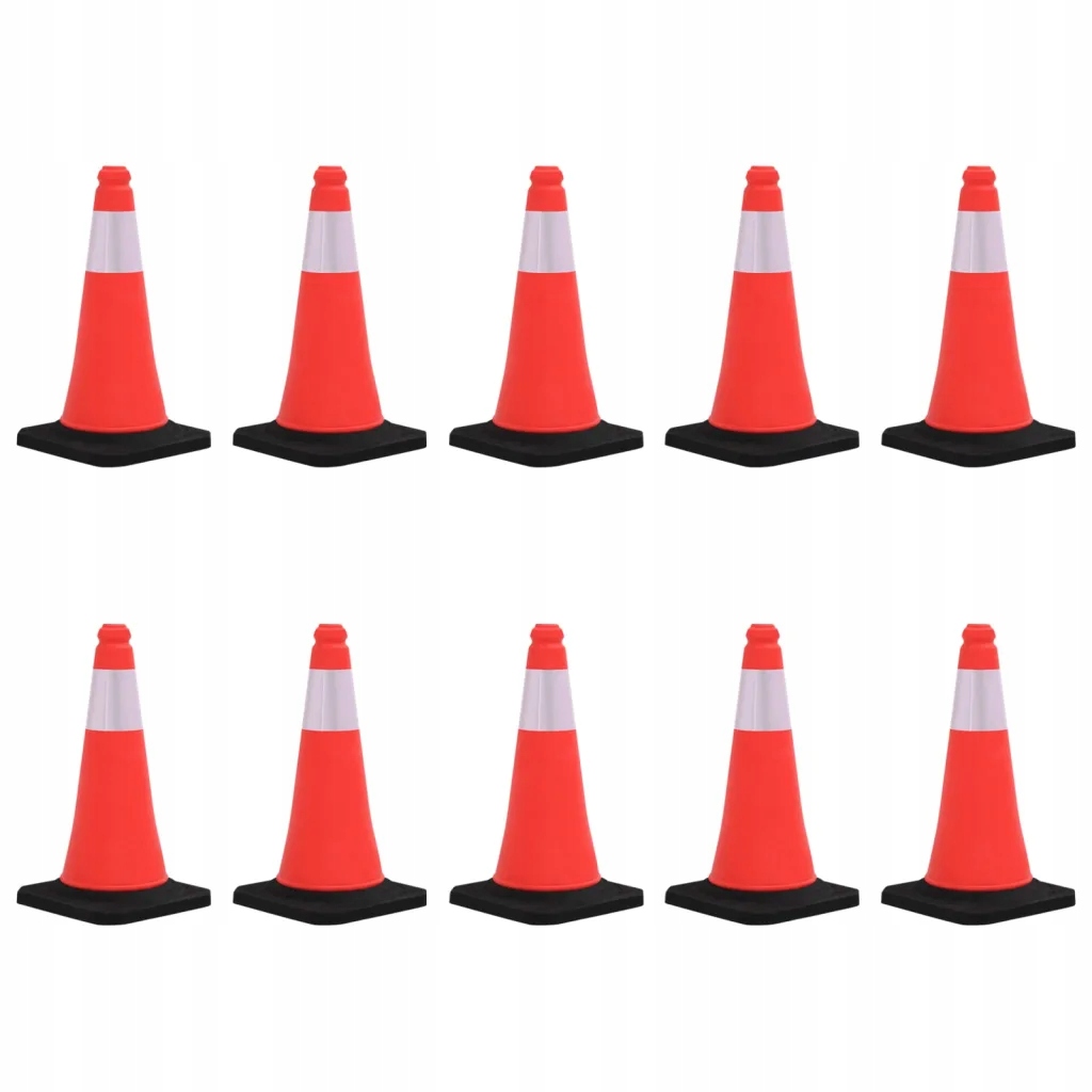 Sada 10 reflexních silničních kuželů Hdpe červeno-bílých 50 cm