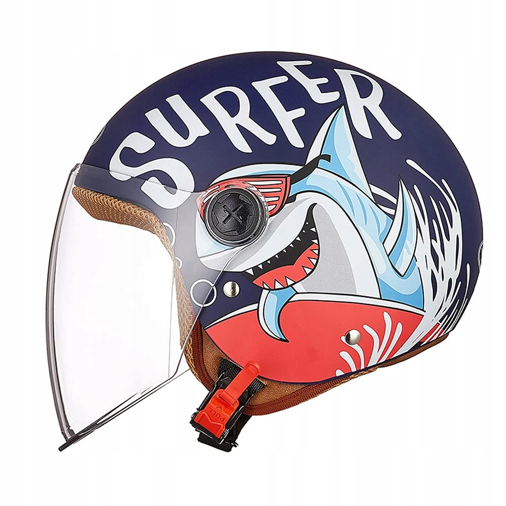 Kask motocyklowy Junior niebieski szybkie zapięcie 48-55 cm