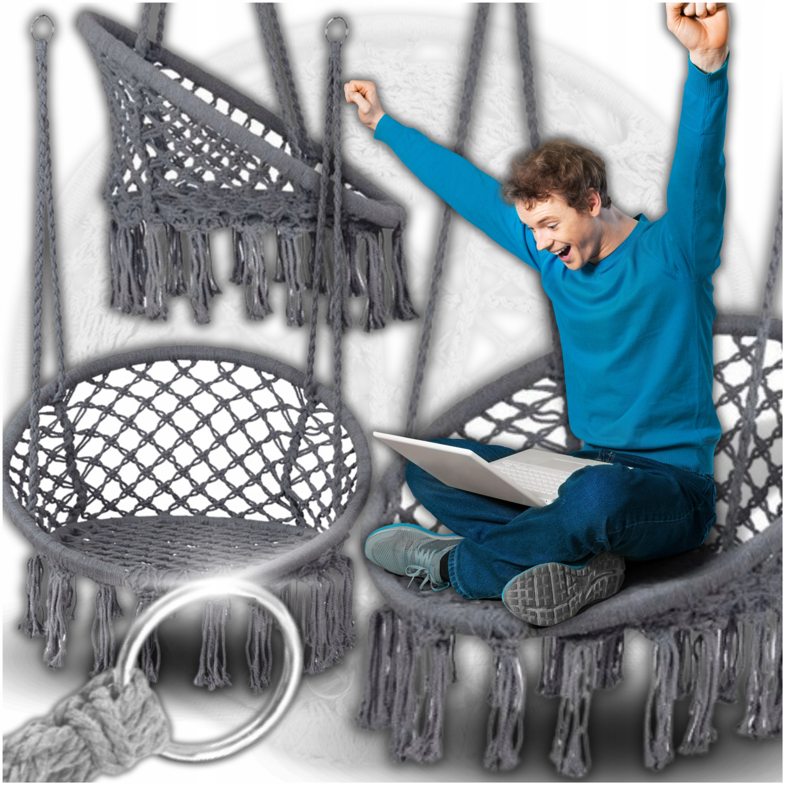 Huśtawka Bujawka Ogrodowa Pleciona Gniazdo Kokon Wiszący Do Pokoju Na Taras