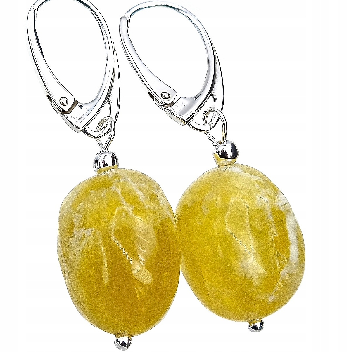 Originální žlutý opál Krásné Náušnice Stříbro