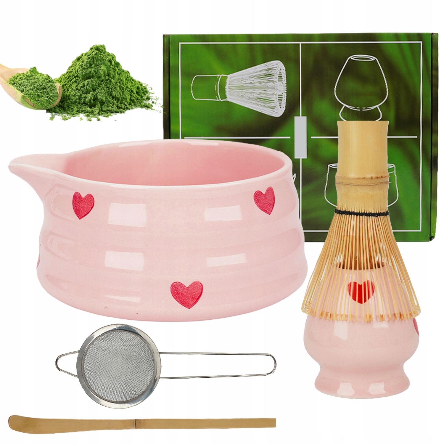 Sada Na Matcha Keramická Miska Bambusová Metla Čajový Set