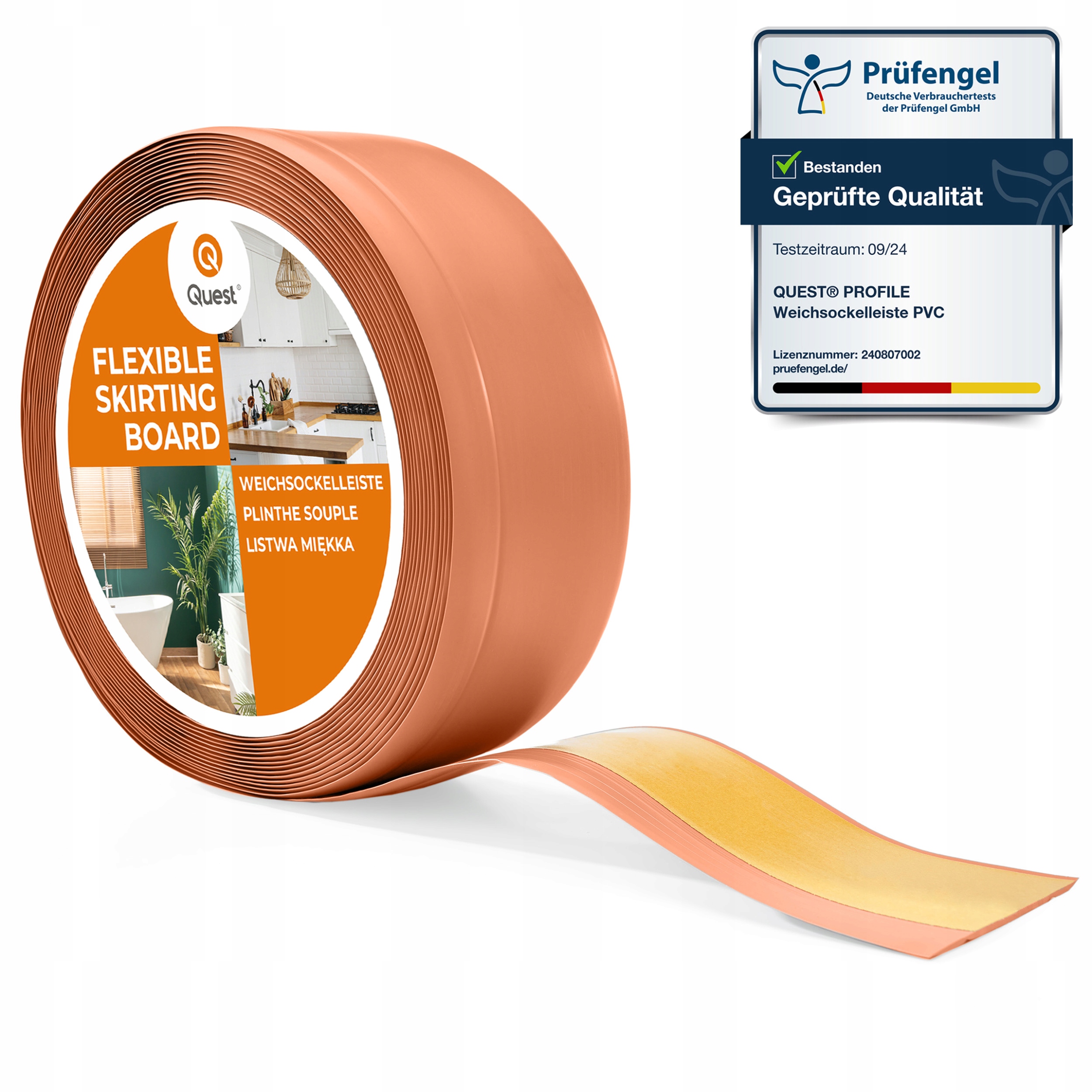 Podlahová lišta Pvc samolepiaca, soklová, 70/20 mm, tehlová, 25 m