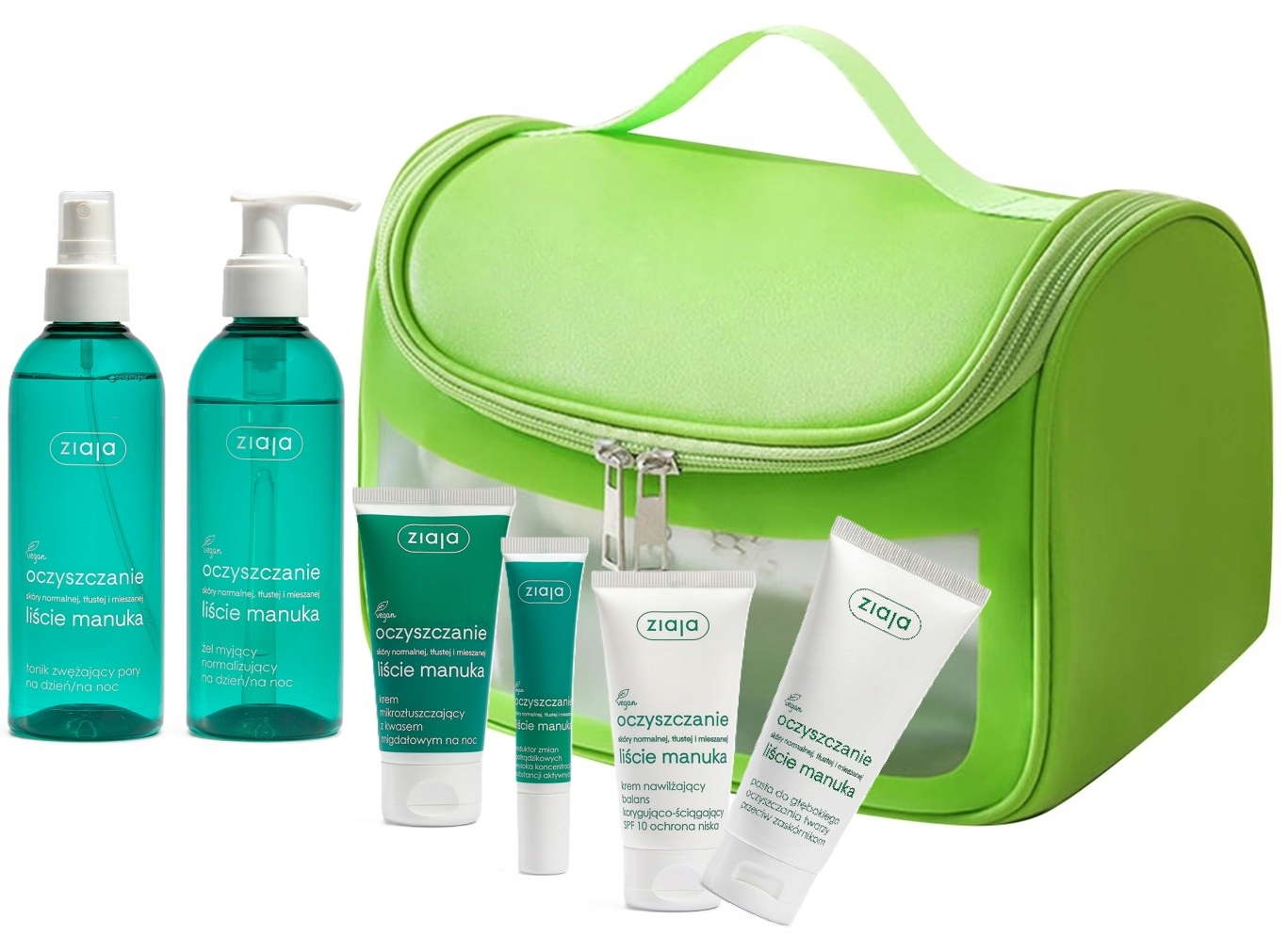 Ziaja zestaw oczyszczanie manuka cera tłusta 7w1 kosmetyczka