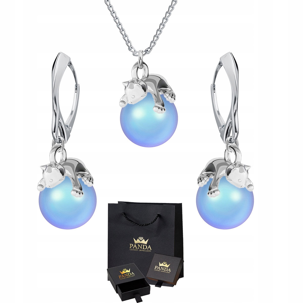 

Komplet Biżuterii Kotki Swarovski Srebro 925