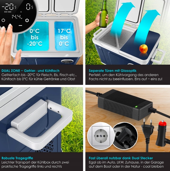 LODÓWKA KOMPRESOROWA KESSER DWIE STREFY PRZENOŚNA AKUMULATOR 40L Pojemność 40 l