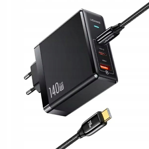 Nabíječka Usams T52 PD140W 2xUSB-C+USB černá