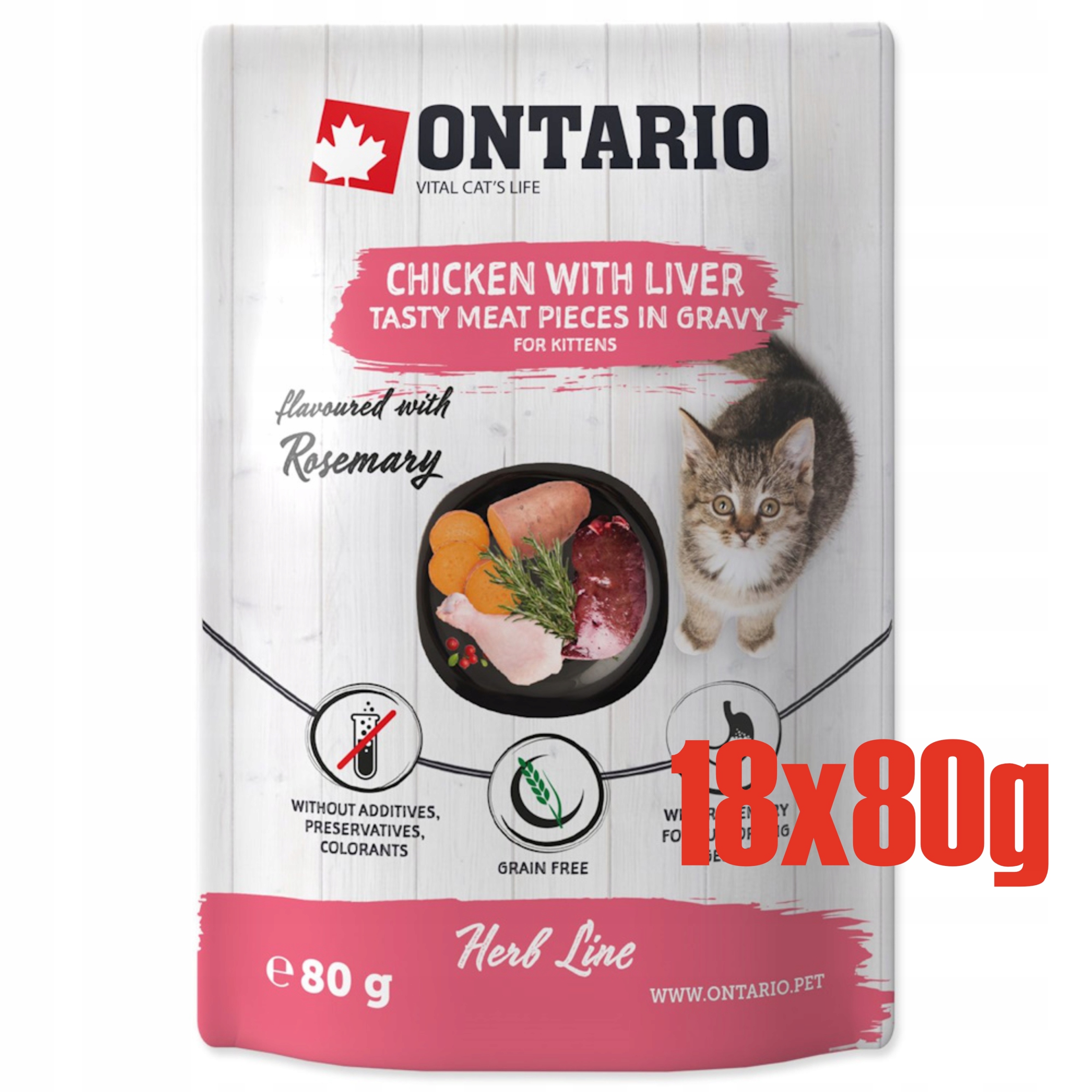 Levně Bylinná řada Ontario Krmivo pro koťata v kapsičce Kuře s játry,