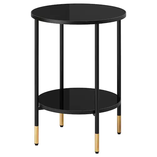 Ikea Asperod Konferenčný stolík, čierny, sklo, priemer 45 cm