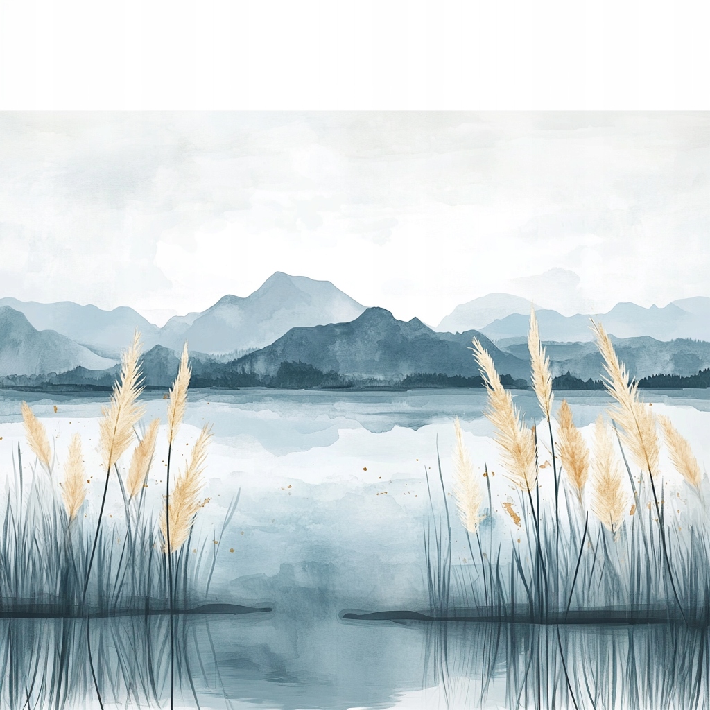 Obraz Na Plátně Canvas Krajina Venkovní Krajina Hory Jezero Třtina 80x80
