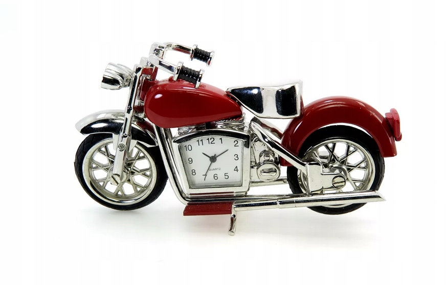 Motocyklové hodinky chopper červený motor kovový s hodinami ozdoba dekorace