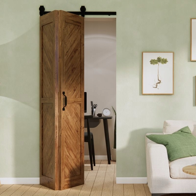 Skládací posuvné dřevěné dubové dveře s posuvným systémem, olej, bronz