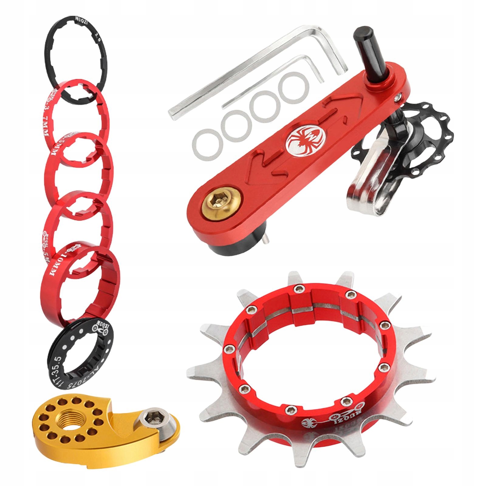 Zestaw do konwersji regulatora do roweru górskiego o pojedynczej prędkości, czerwony 13T