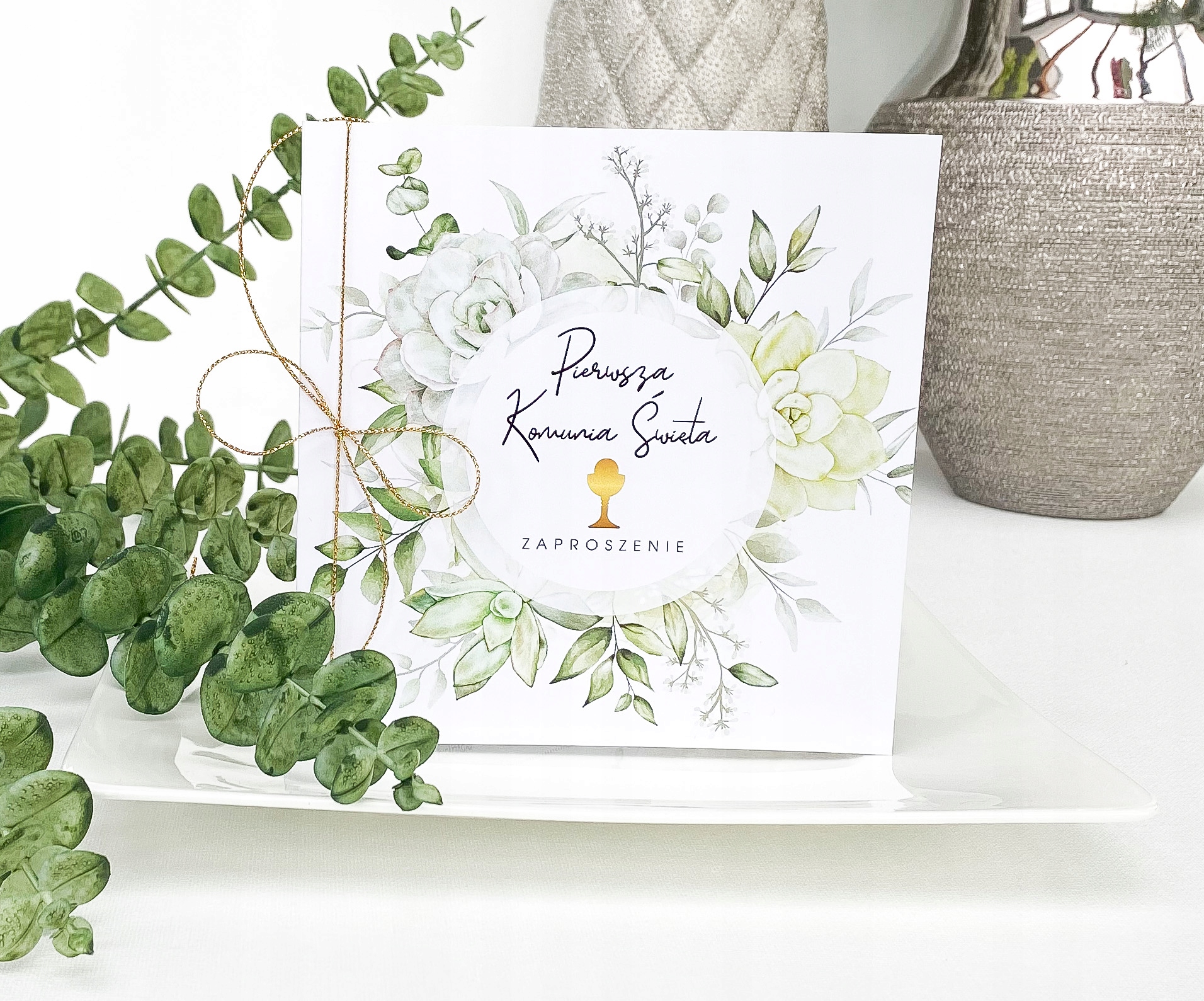 ZAPROSZENIE na I KOMUNIĘ ŚWIĘTĄ 10 sztuk + KOPERTY Kolor biały