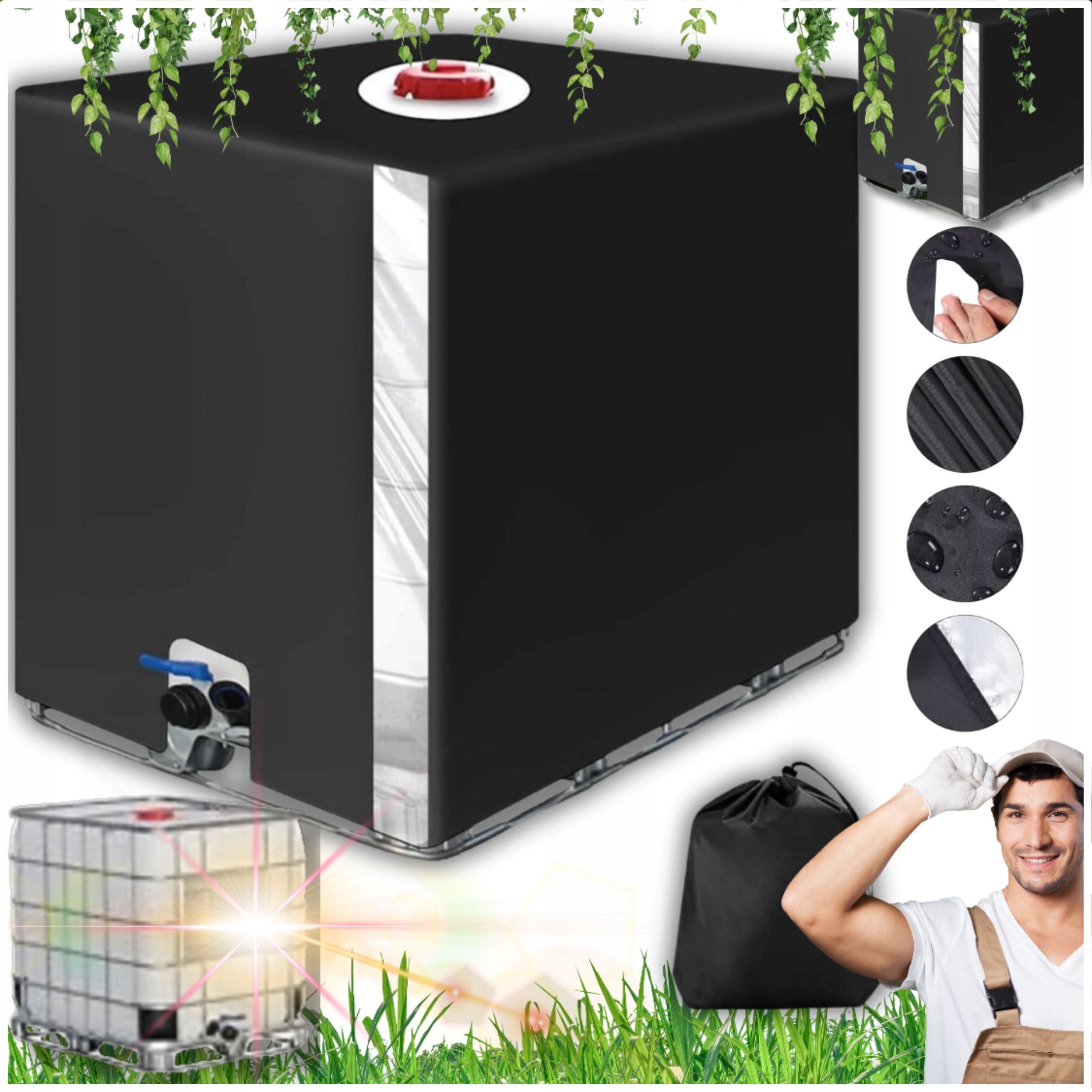 Kryt Plachty, Silný Kryt Na Nádrž Na Dešťovou Vodu Mauzer, Sud 1000 L!