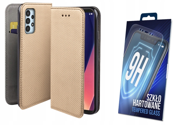 

Etui Z Klapką Do Samsung A33 5G Złoty Szkło 9H