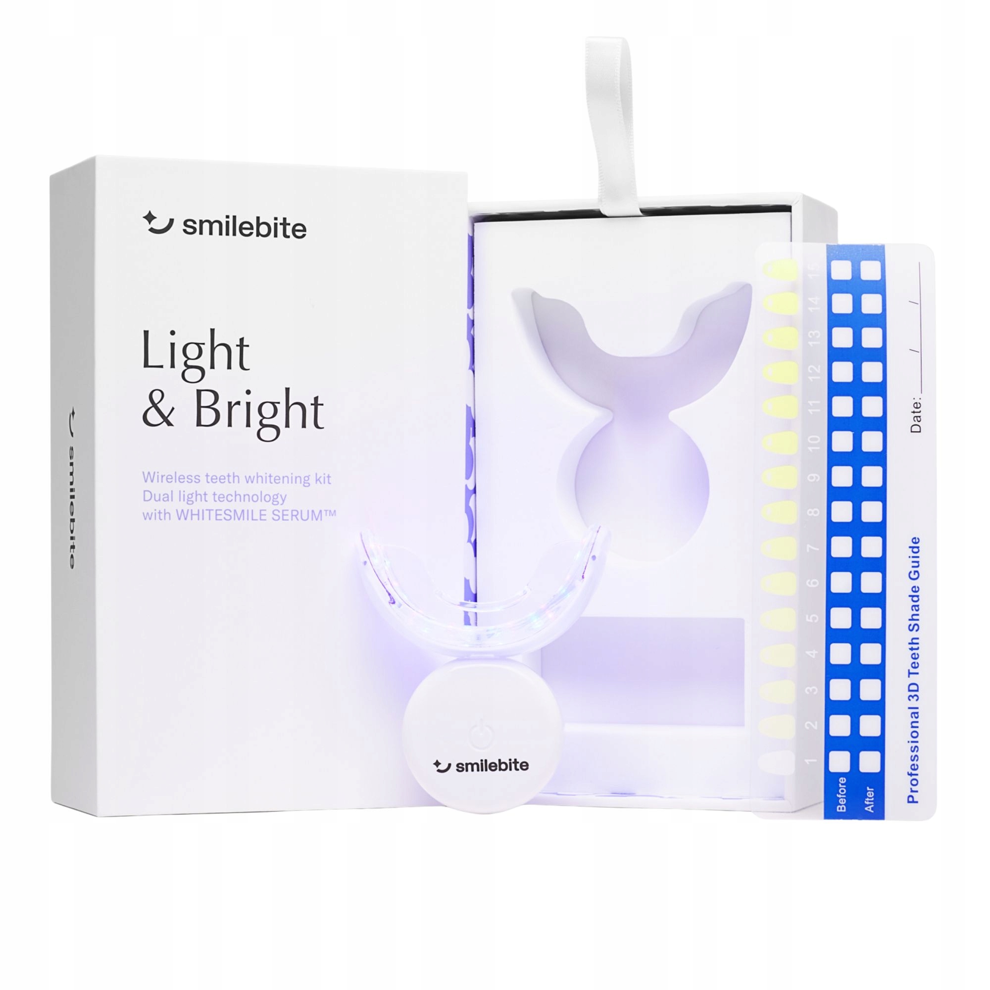 Urządzenie do wybielania zębów z nakładką Led żelem i skalą bieli Smilebite