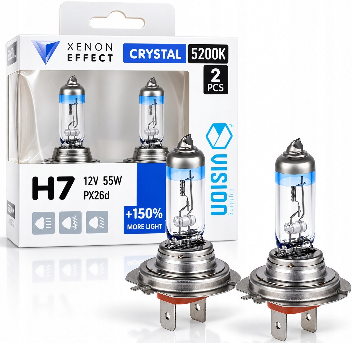 Żarówki Vision crystal white H7 12V 55W PX26d +150%, 2 szt.
