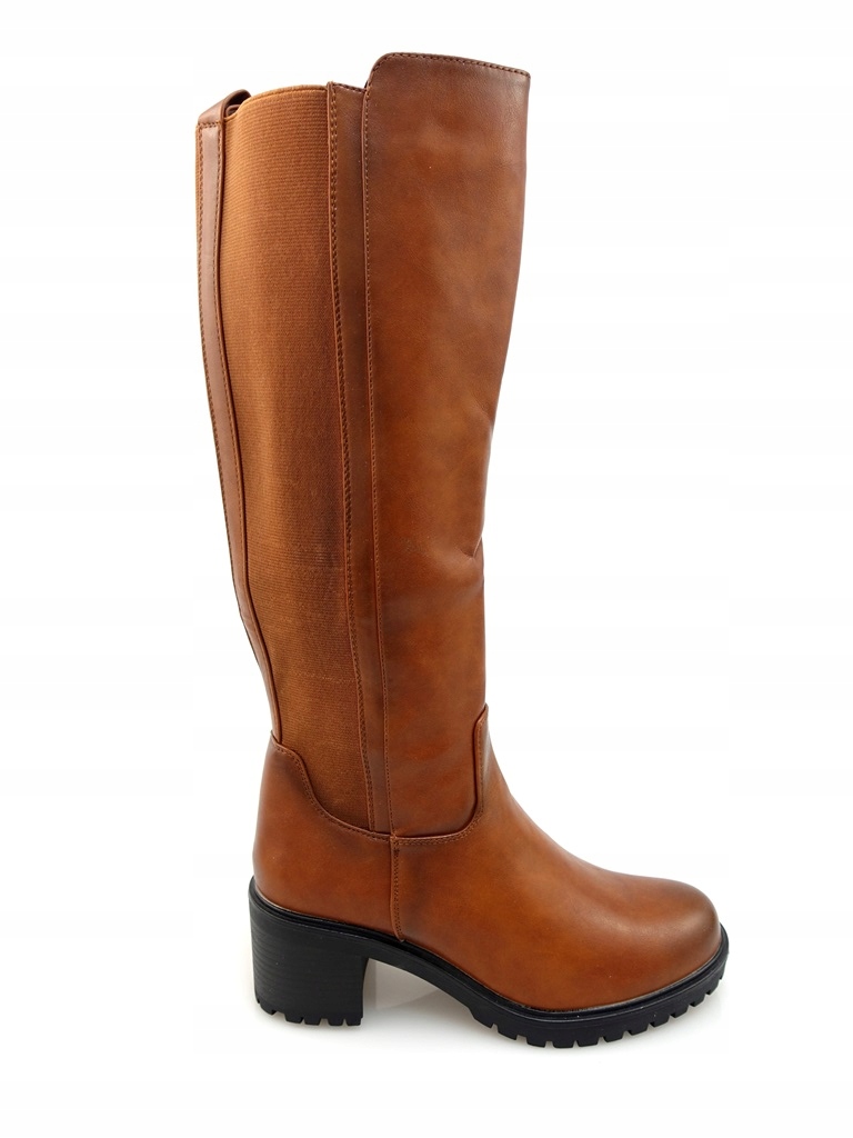 DAMSKIE KOZAKI BRĄZOWE CAMELOWE Z EKOSKÓRY NA OBCASIE PLATFORMA 39 Marka bez marki