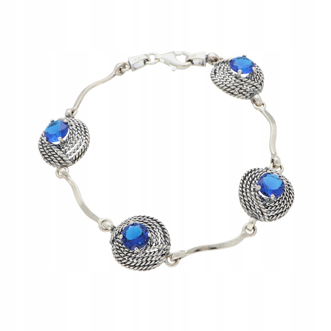 Turbankový náramek s modrou zirkonií stříbro