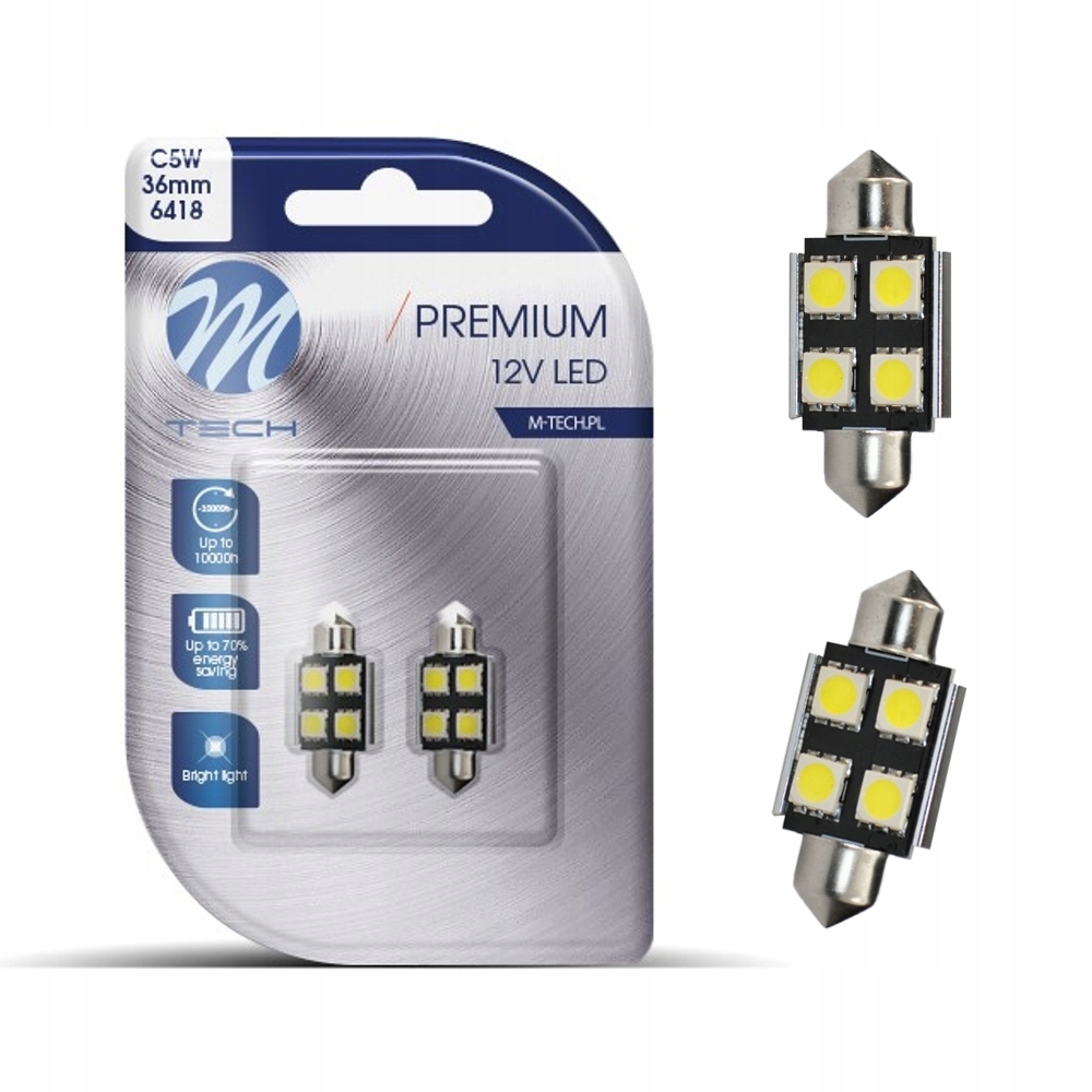Blister 2x Dioda LED L328 - C5W 36mm 4xSMD5050 RAD