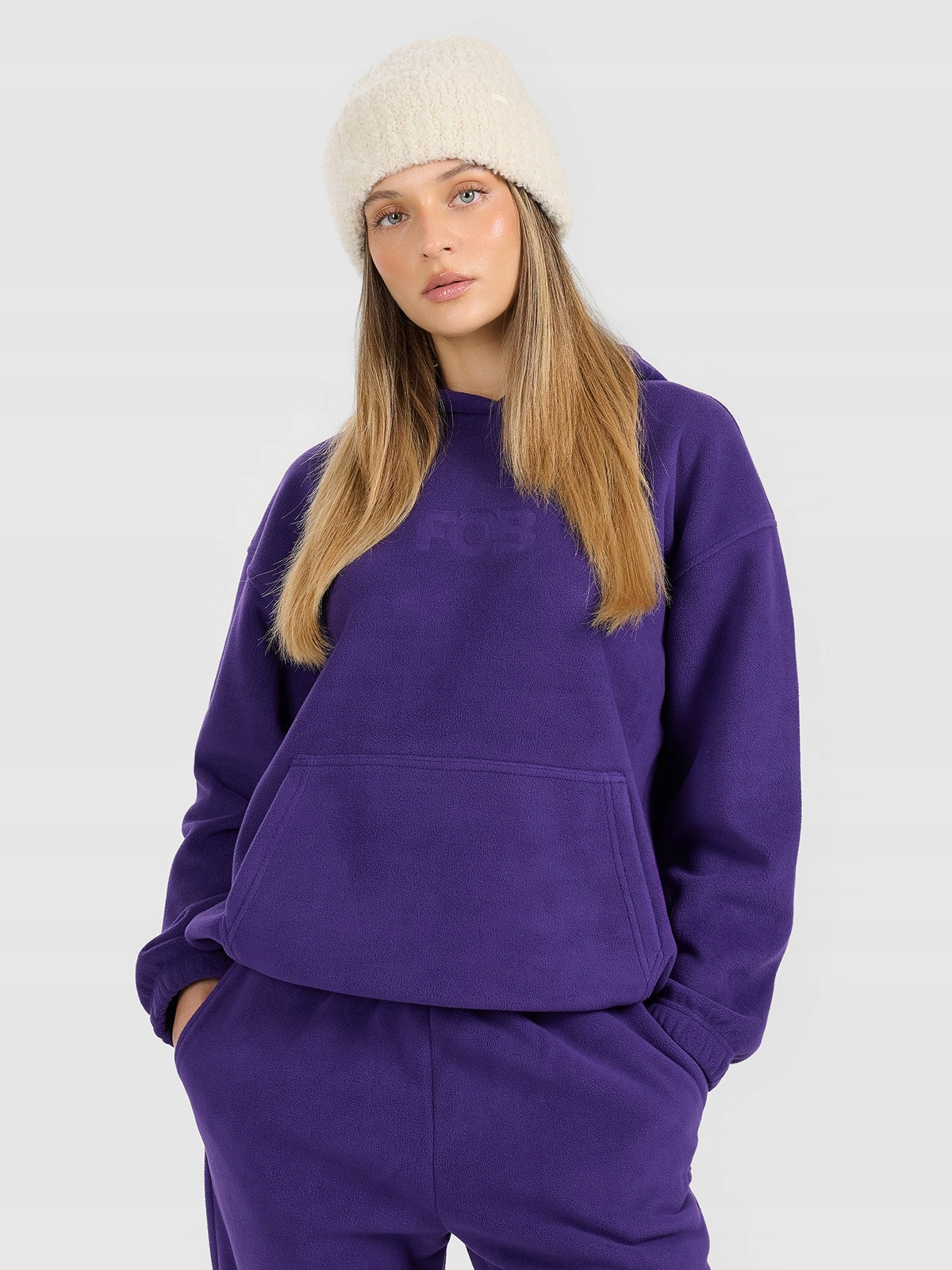 Dámská volná fleecová mikina 4F s kapucí fialová velikost S