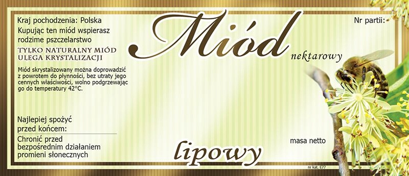 

Etykiety na miód lipowy (100szt) wzór E77
