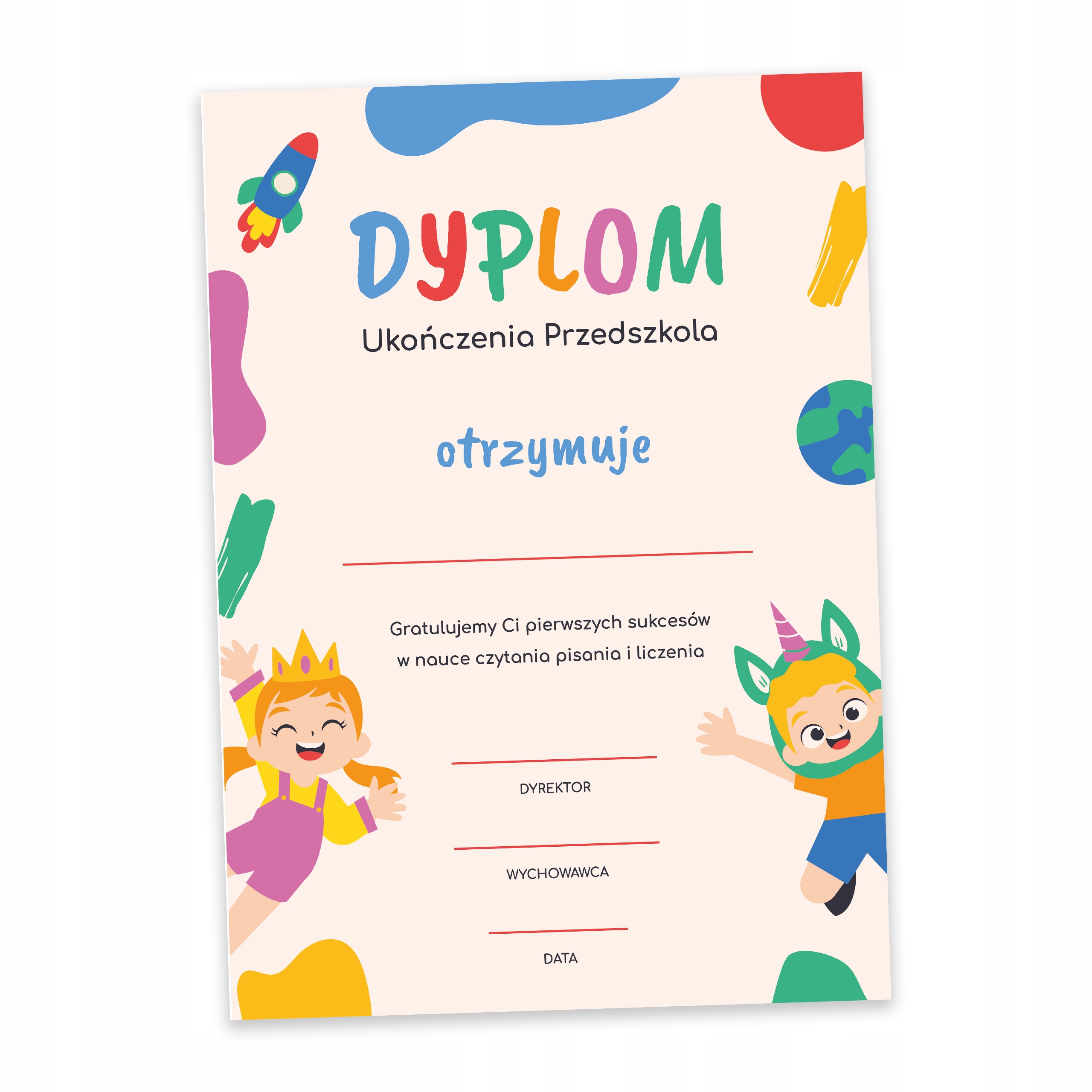 

Dyplom ukończenia przedszkola dla dzieci absolwent