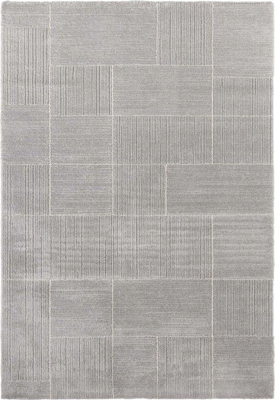 Koberec boho 80x150 cm, měkký plyšový koberec, šedo krémový