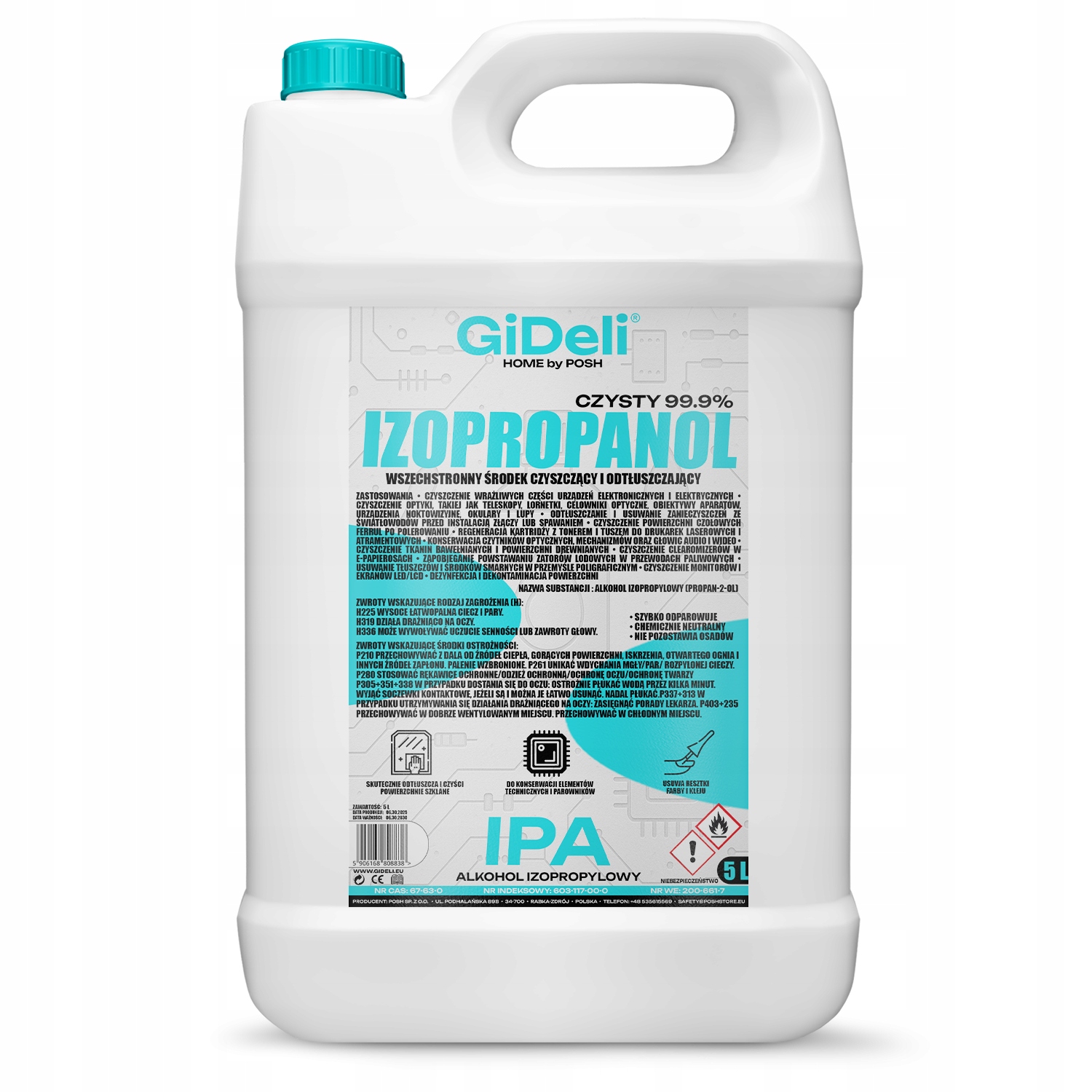 Alkohol Izopropylowy GiDeli IPA Izopropanol 5L 99,9%