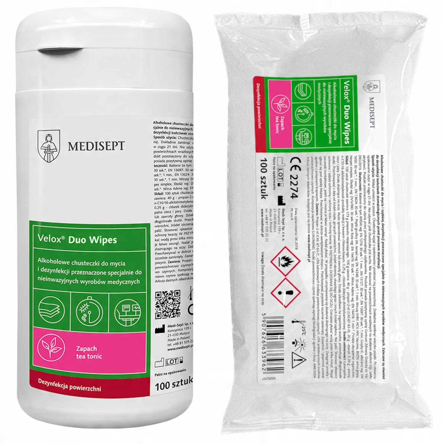 

Medisept Chusteczki Velox 100szt puszka + 100szt