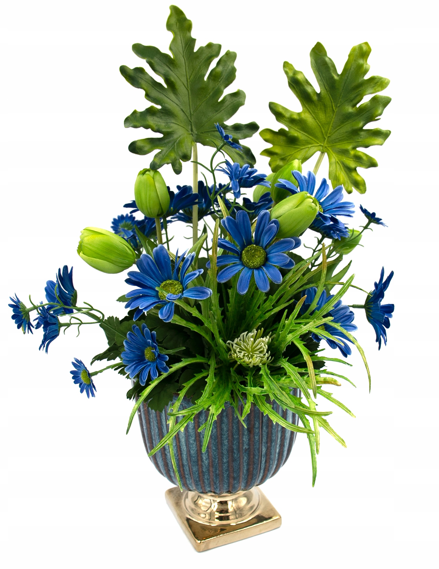 KOMPOZYCJA RUMIANKI TULIPANY CERAMICZNA DONICA