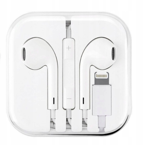 SŁUCHAWKI DOUSZNE PRZEWODOWE DO IPHONE APPLE LIGHTNING + MIKROFON PRO MAX
