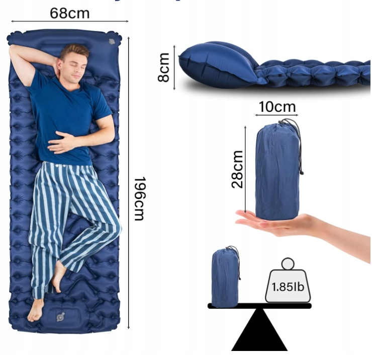 MATA SAMOPOMPUJĄCA KARIMATA 200x70x10CM Z PODUSZKĄ Kod producenta 200x70x10CM