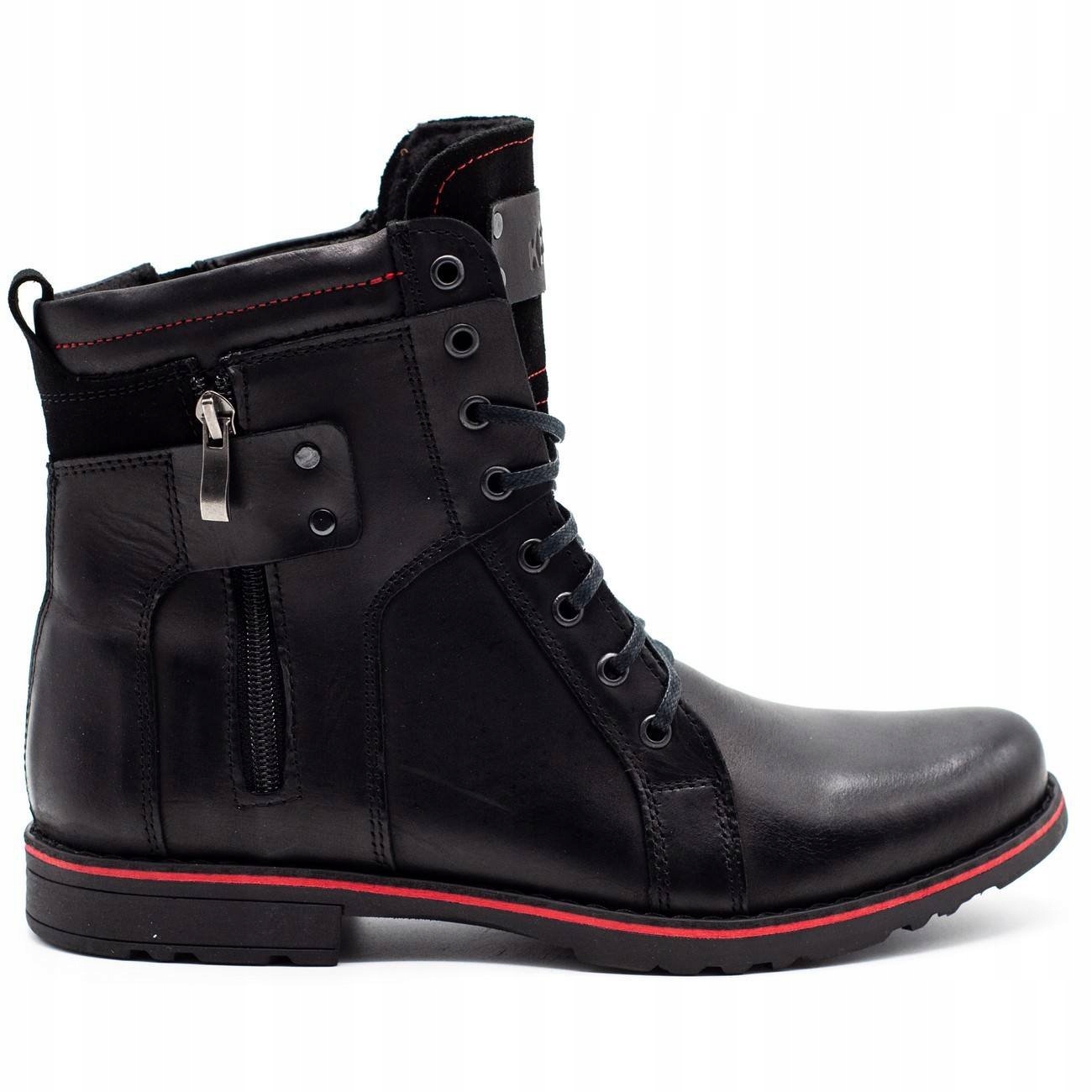 

Buty Męskie Sztyblety Zimowe Skóra Czarny 237 42