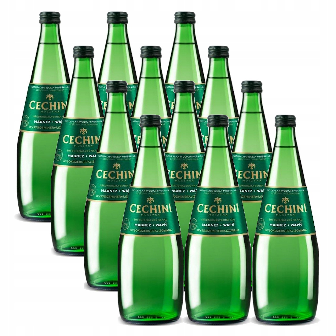 Levně 12x Středně nasycená voda Cechini Muszyna vysoce mineralizovaná skleněná 0,