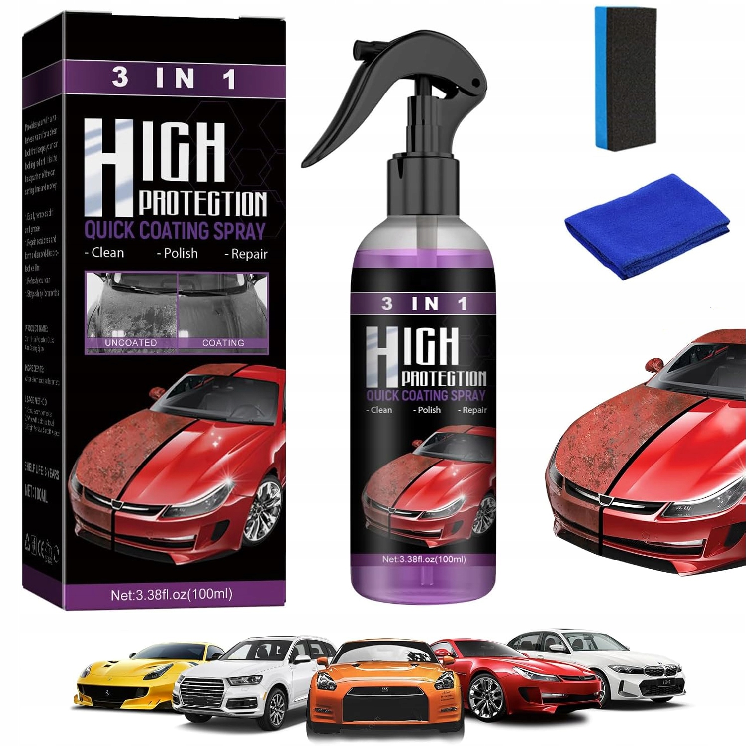 1X Nano spray do naprawy zarysowań samochodowych