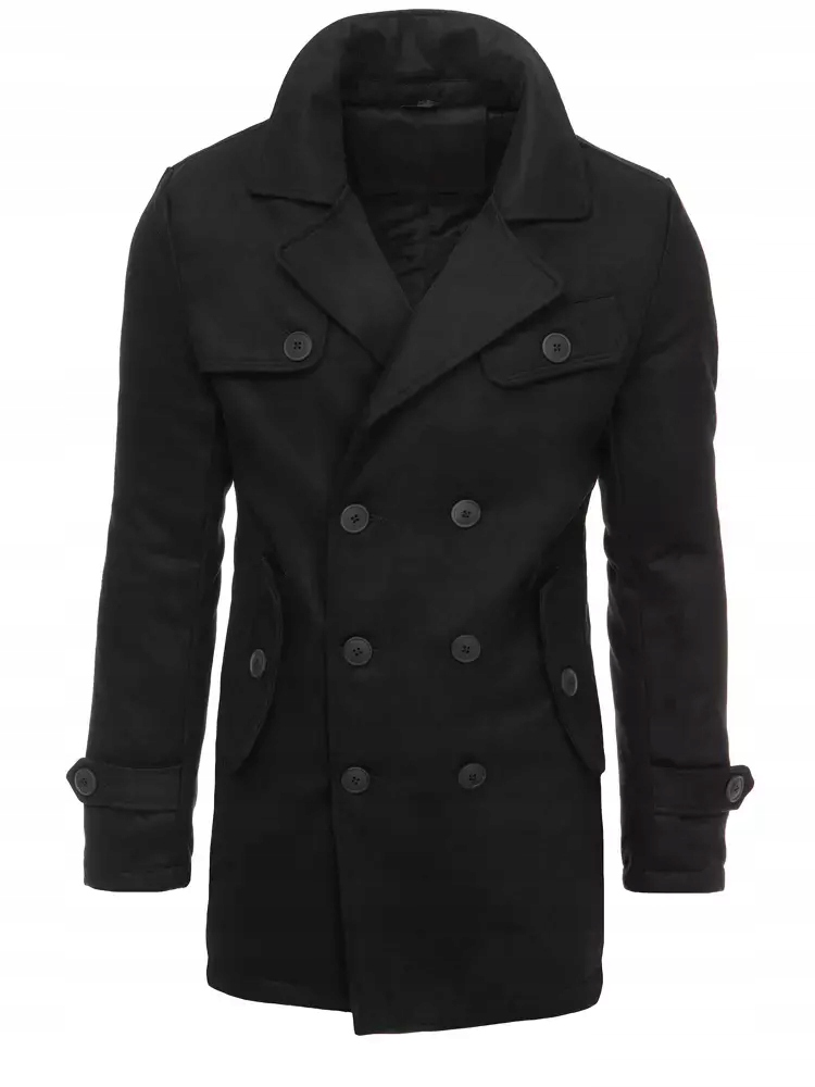 MĘSKI PŁASZCZ DWURZĘDOWY ZIMOWY CZARNY cx0432 - M Marka dStreet