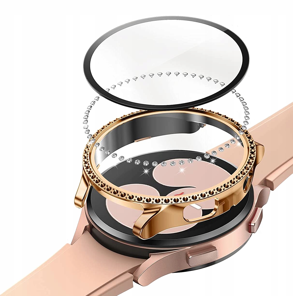 ETUI CASE + SZKŁO 2w1 DO SAMSUNG GALAXY WATCH 4 5 44mm | DUŻY WYBÓR KOLORÓW Kolor złoty