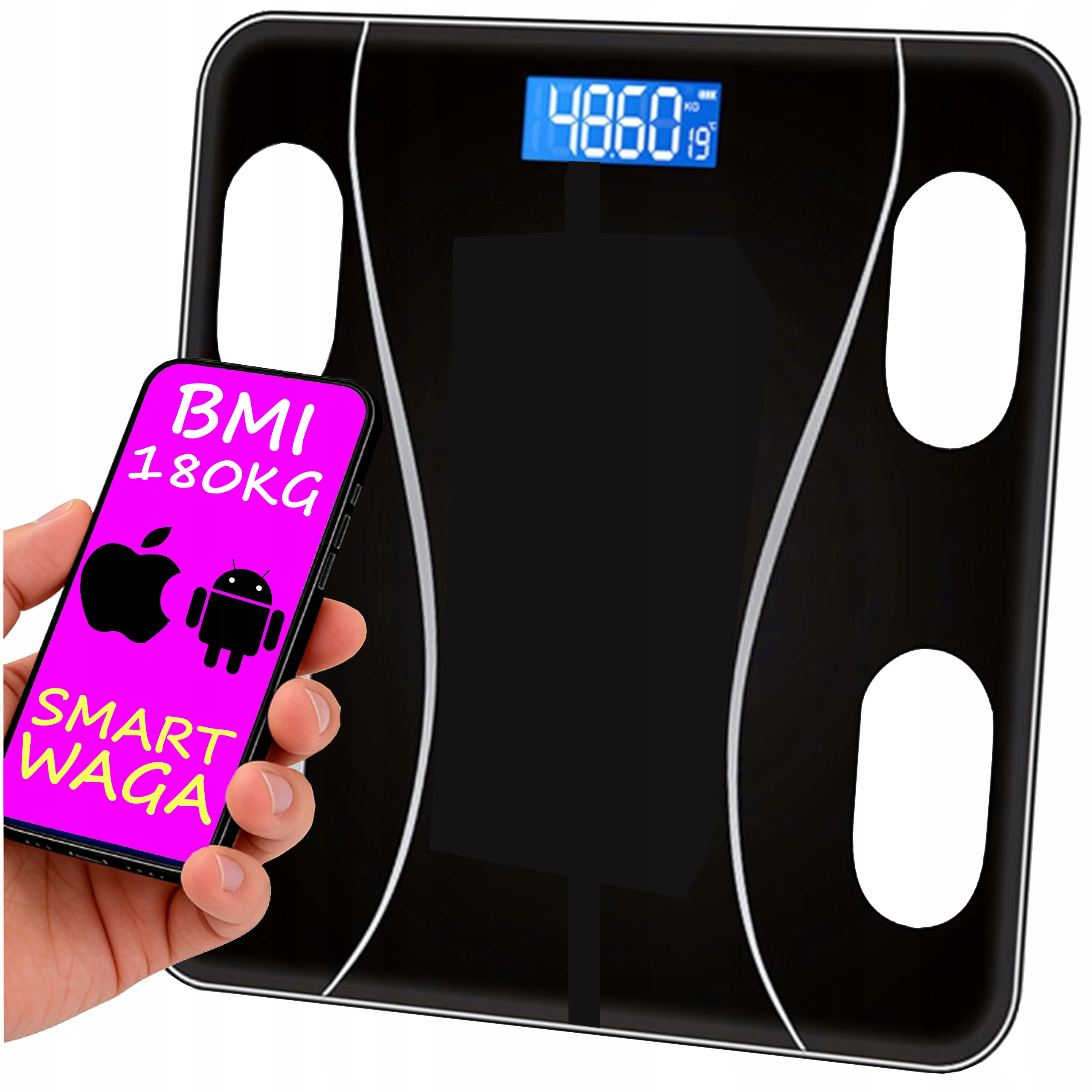 Smart Analytická Koupelnová Váha 180 Kg Bluetooth Bmi LCD Aplikace Pro