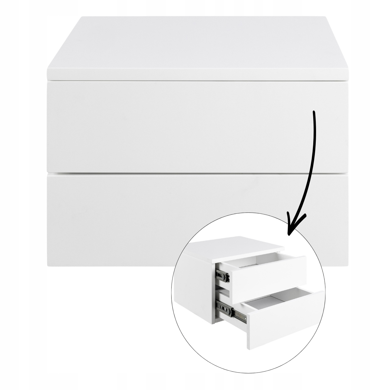 Nočná Skrinka Závesná Na Stenu S 2 Zásuvkami biela nočný stolík do spálne