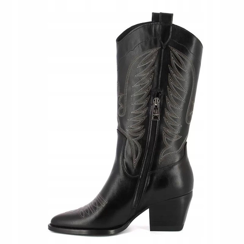 CARINII B9530 KOZAKI KOWBOJKI SKÓRA LICO CZARNE 40 Oryginalne opakowanie producenta pudełko