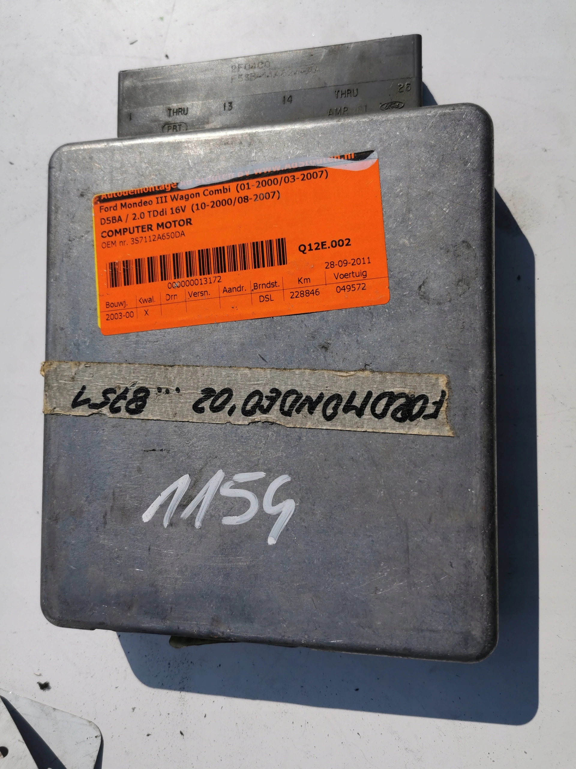 FORD MONDEO 2.0TDDI 3S71-12A650-DA computer ECU