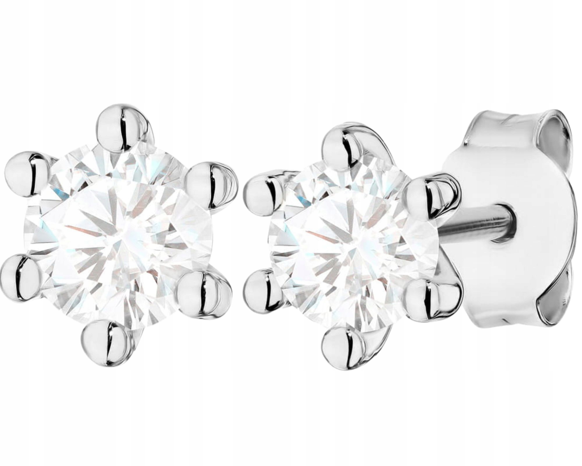 Bílé Zlaté Náušnice S Laboratorním Diamantem, Klasická Tyčinka